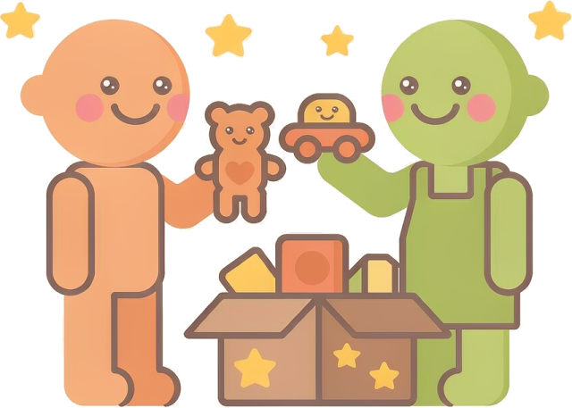 两个小朋友正在交换手里的玩具